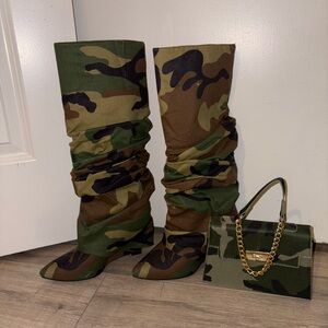 Camo boots and matching bag SET
